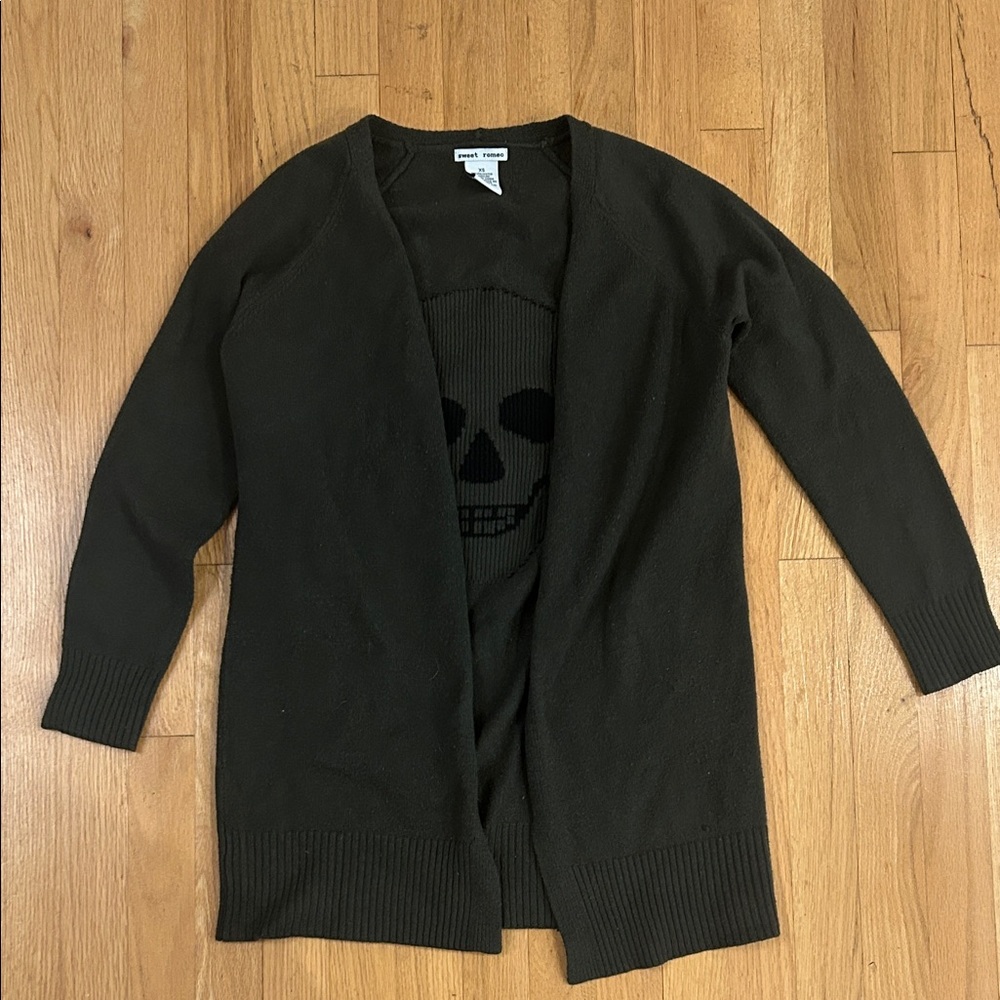 Sweet Romeo Charcoal Knit Skull Sweater